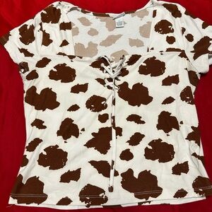 Cropped Cow Print Shirt
